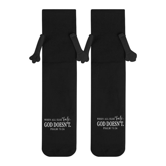When All Else Fails He Doesn't Funny Christian Socks - Holding Hands Design