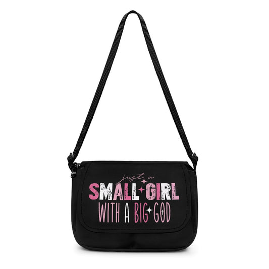 Just A Small Girl With A Big God Christian Kids Flap Crossbody Bag