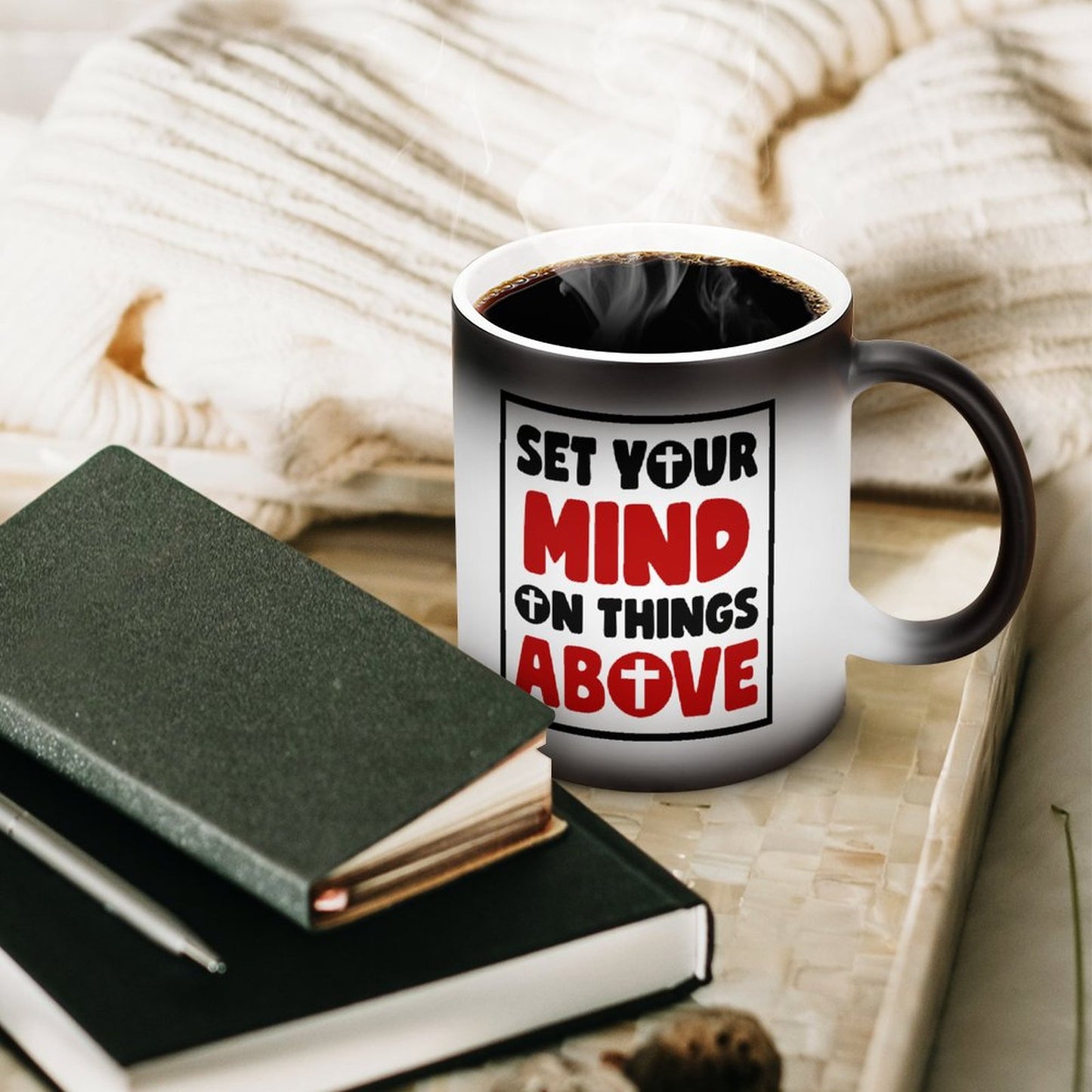 Set Your Mind On Things Above Christian Color Changing Mug (Dual-sided)