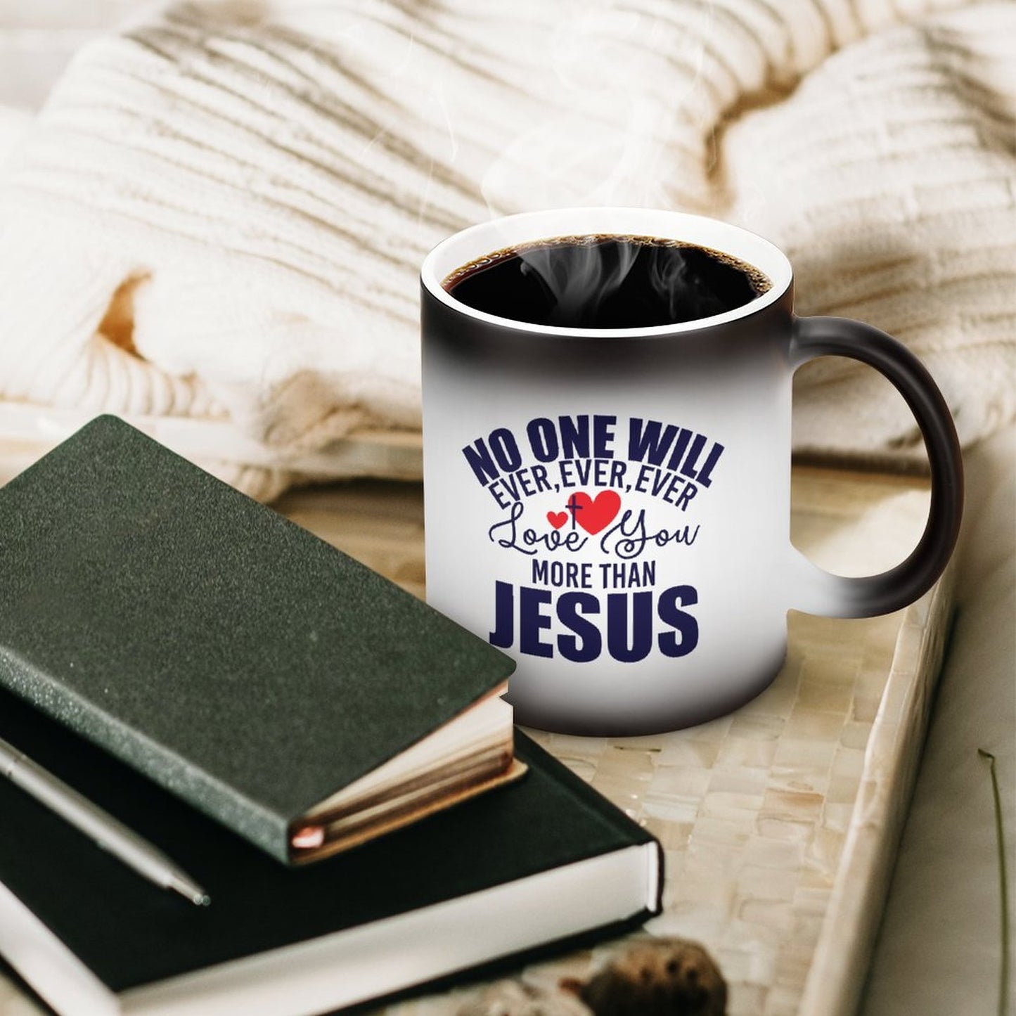 No One Will Ever Ever Love You More Than Him Christian Color Changing Mug (Dual-sided)