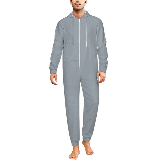 Just Him Men's Christian Flannel Zip up Jumpsuit Pajama Jumpsuit