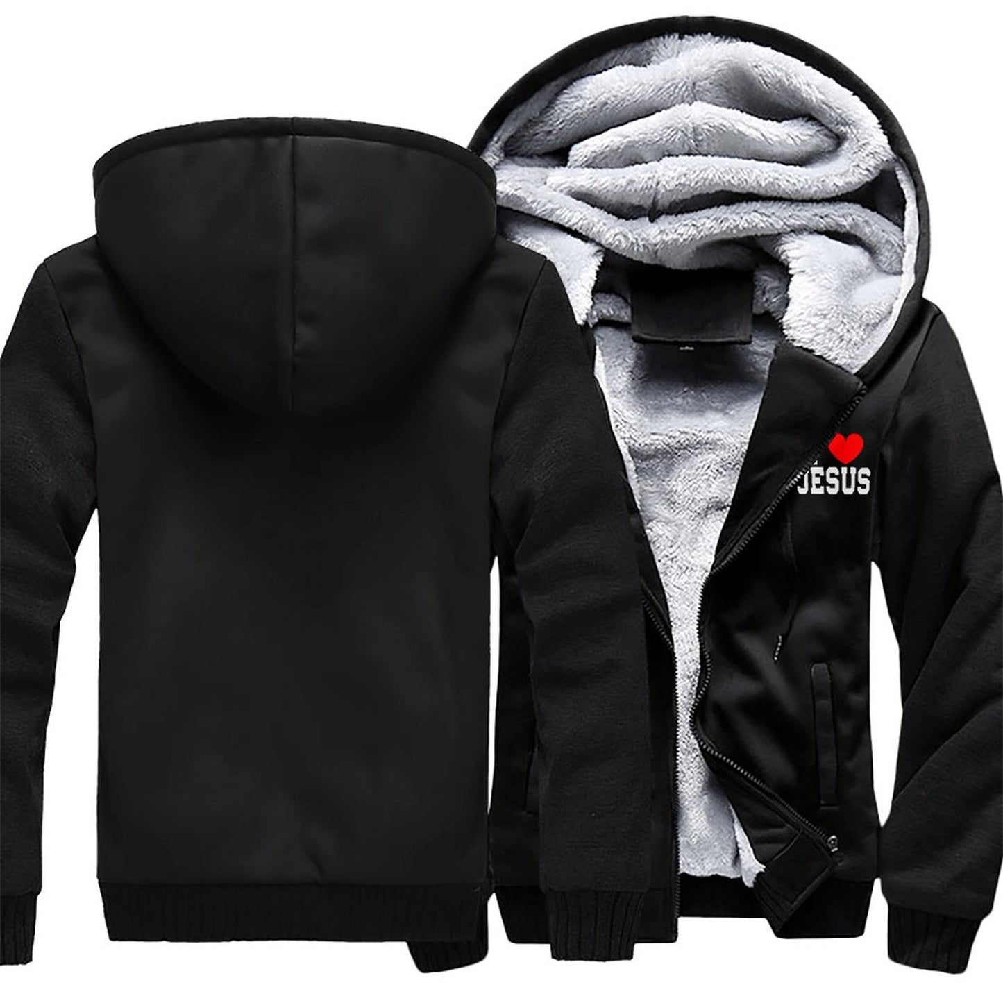 I Love Him Men’s Christian Plush Full Zip Hooded Sweatshirt