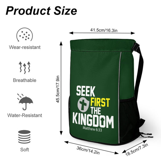 Seek First The Kingdom Christian Waffle Cloth Drawstring Bag