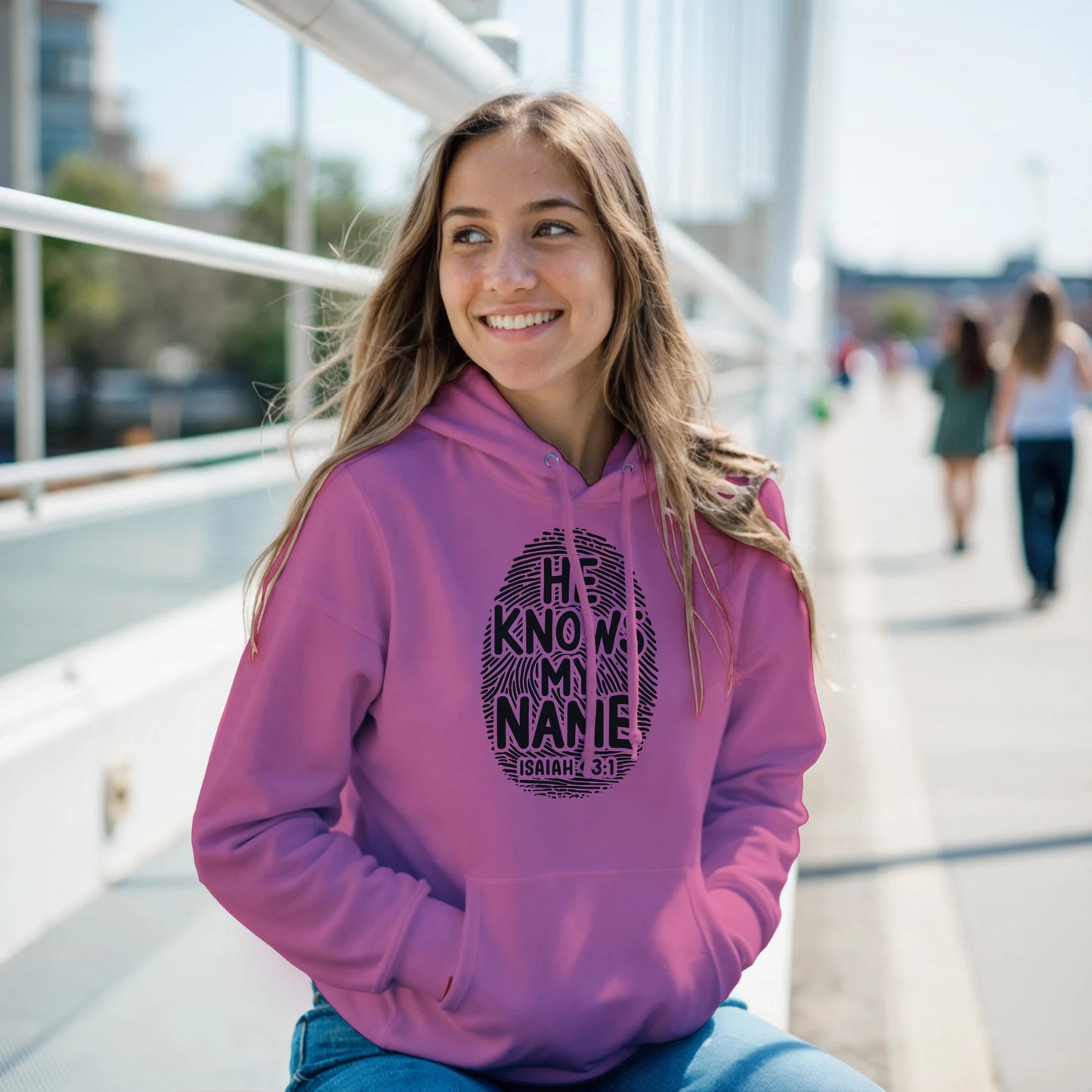 He Knows My Name Christian Women's Pullover Hooded Sweatshirt - ClaimedbyGodDesigns