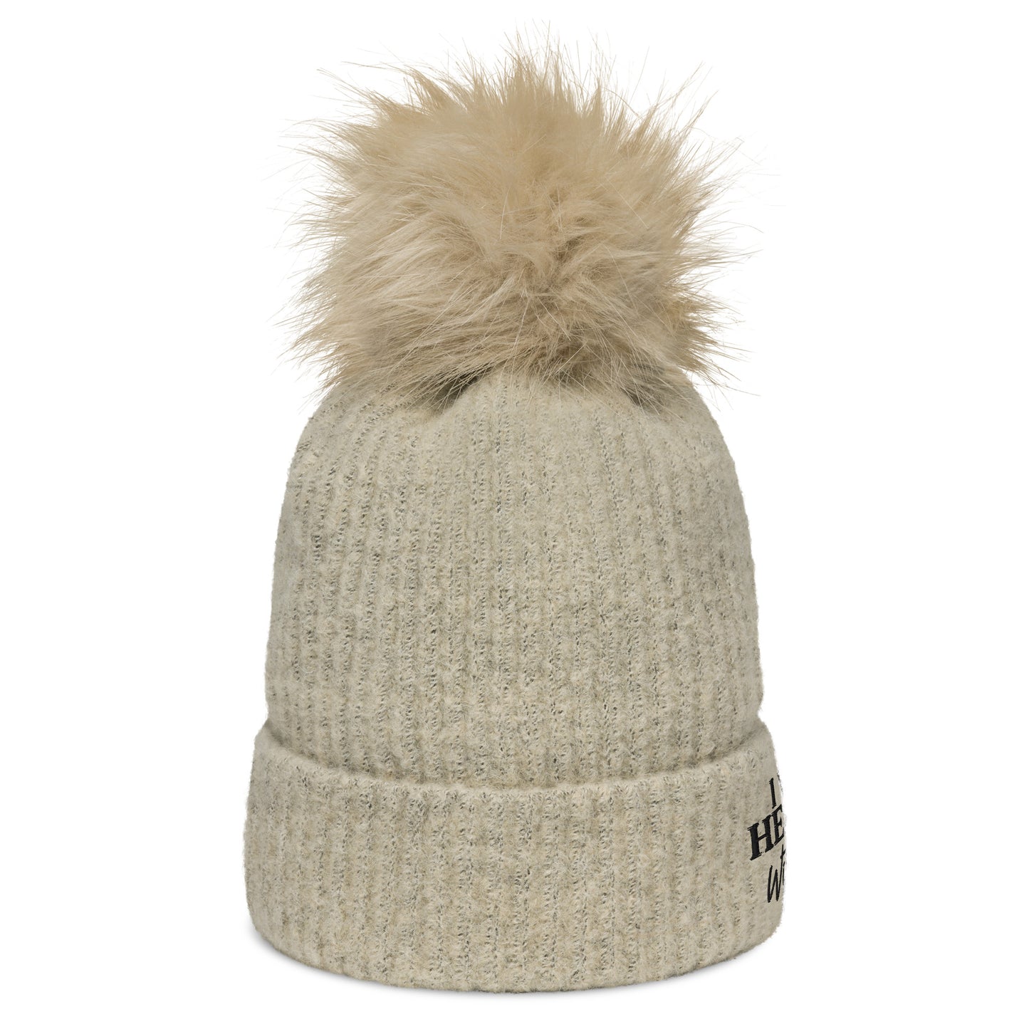 I Vibe Heavy With Him Premium Christian Adult pom-pom beanie