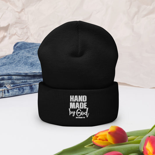 Hand Made By Him Adult Christian Cuffed Beanie