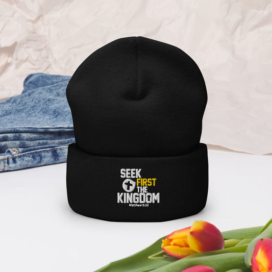 Seek First The Kingdom Adult Christian Cuffed Beanie
