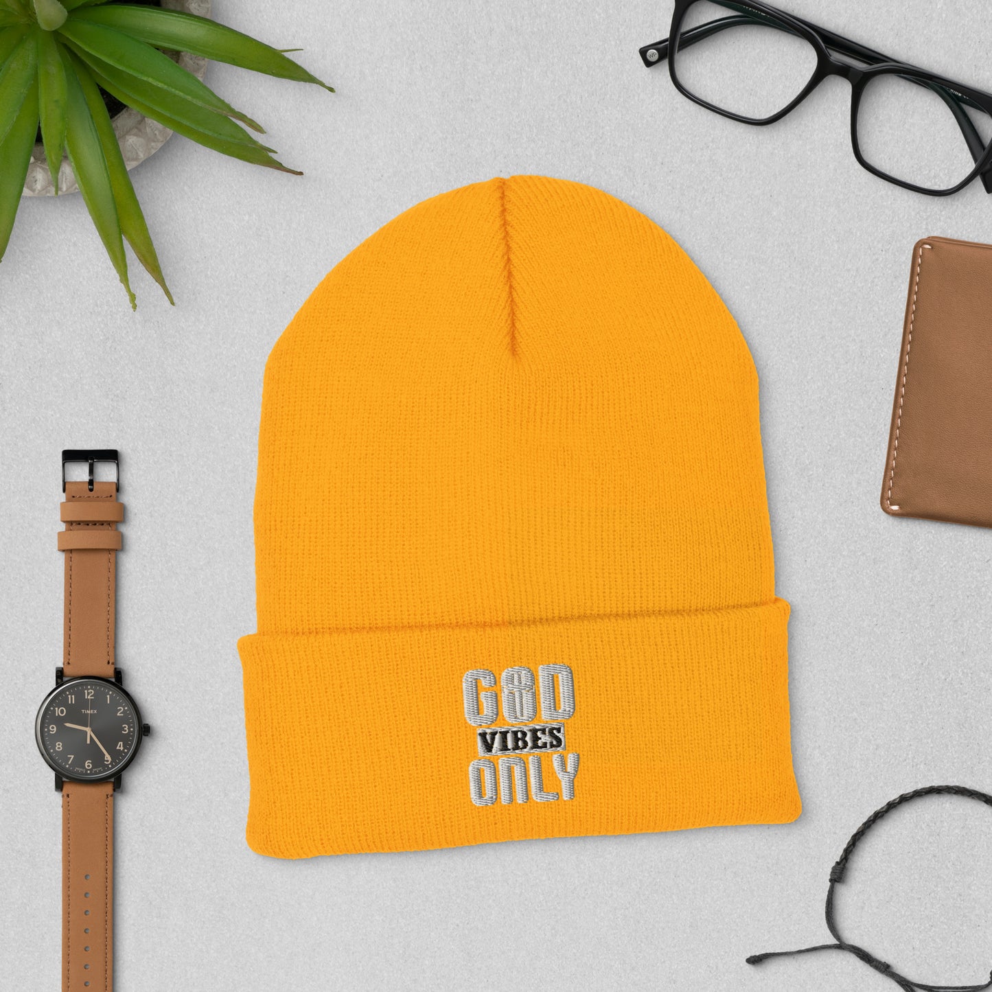 Vibes Only Adult Christian Cuffed Beanie
