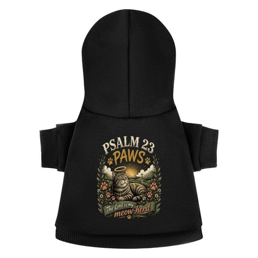 Psalm 23 Paws Christian Pet Hooded Pullover Sweatshirt Cat Hoodie Warm, Soft & Breathable - ClaimedbyGodDesigns