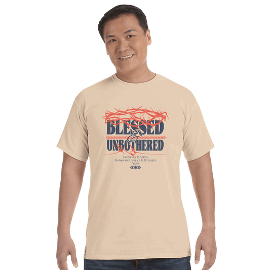 Blessed & Unbothered Christian Unisex Heavyweight Crewneck T-Shirt - ClaimedbyGodDesigns
