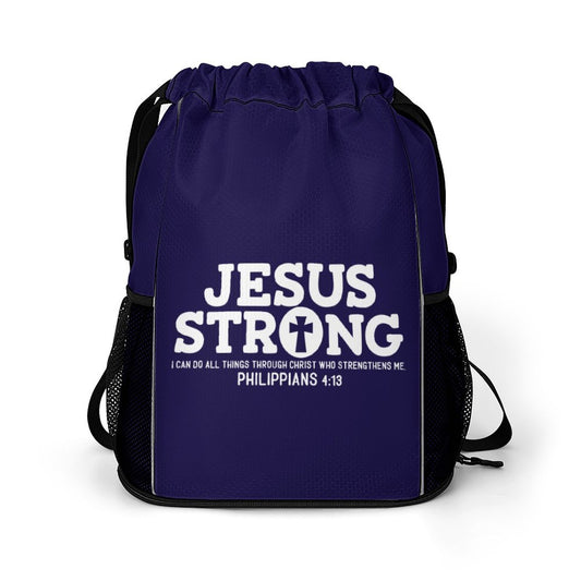Strong I Can Do All things Christian Waffle Cloth Drawstring Bag