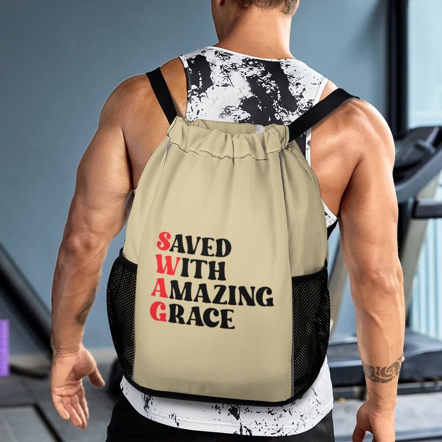 SWAG Saved With Amazing Grace Christian Waffle Cloth Drawstring Bag SALE-Personal Design