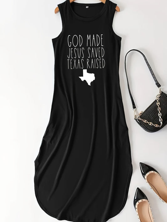 God Made Jesus Saved Texas Raised Women's Christian Casual Summer Tank Dress claimedbygoddesigns