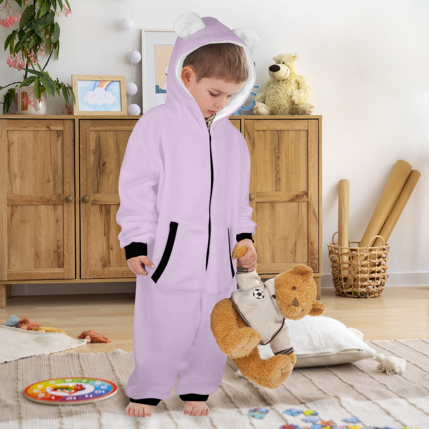 Relax He Is In Control One-Piece Zip up Hooded Pajamas for Little Kids (Toddler)