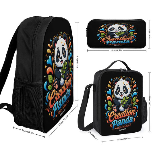 Creation Panda Christian 3 PCS Bag Set (Backpack, Lunch Bag and Pencil Case)