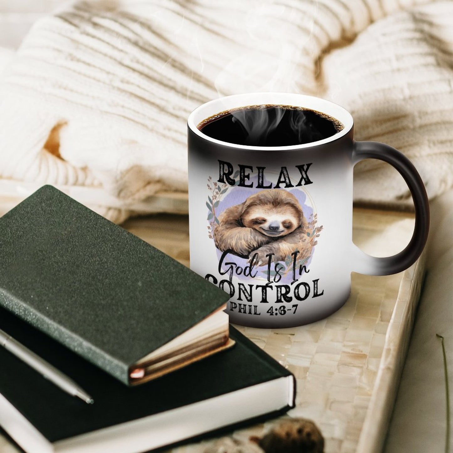 Relax He Is In Control Christian Color Changing Mug (Dual-sided)