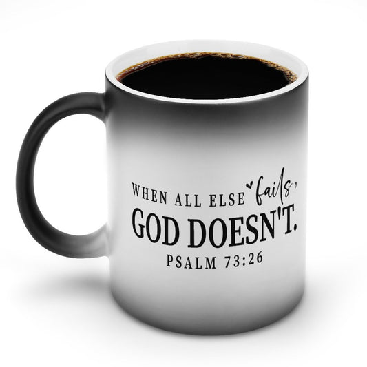 He Doesn't Fail Christian Color Changing Mug (Dual-sided)