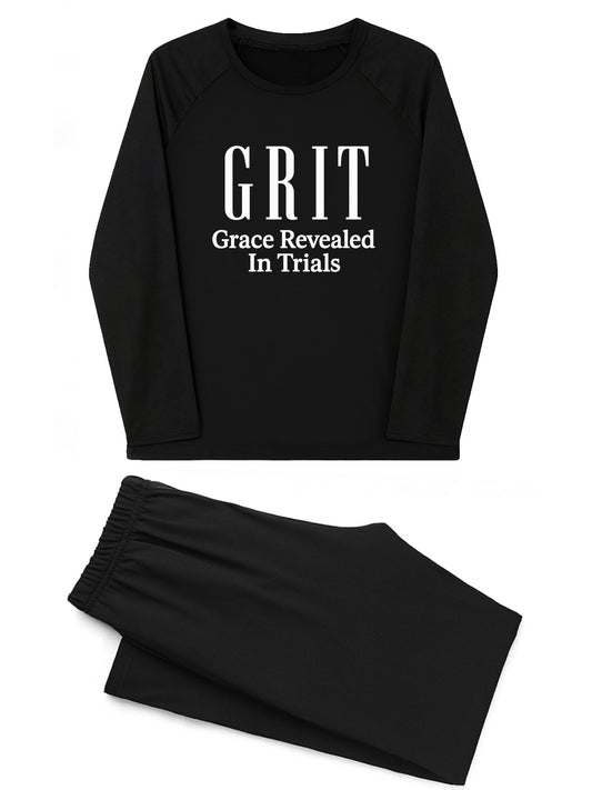 GRIT Grace Revealed In Trials Unisex Christian Plaid Pajamas - ClaimedbyGodDesigns