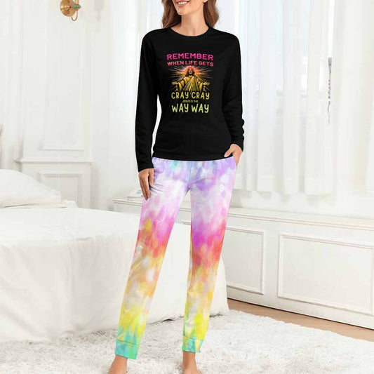 Remember When Life Gets Cray Cray He Is The Way Way Christian Women's 2 Piece Pajama Set