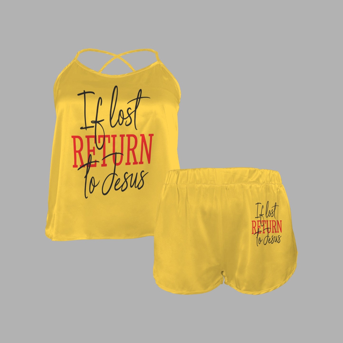 If Lost Return To Jesus | Women's Christian Cross Back Cami Pajama Set
