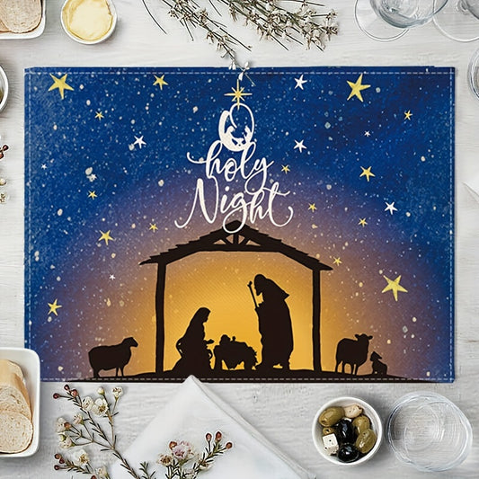 Holy Night Christmas Christian Table Placemat 12x18 Inches (4pcs) claimedbygoddesigns