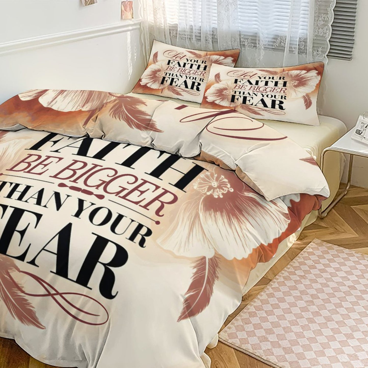 Let Your Faith Be Bigger Than Your Fear Christian 3-Piece Bedding Set
