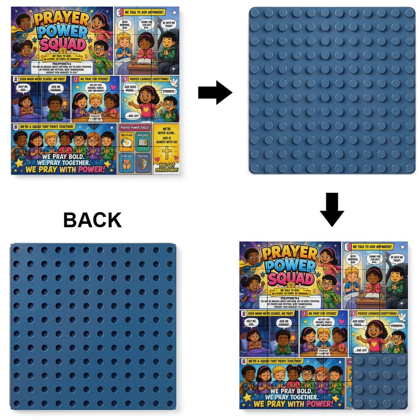 Prayer Power Squad – Building Block Puzzle Ornament - ClaimedbyGodDesigns