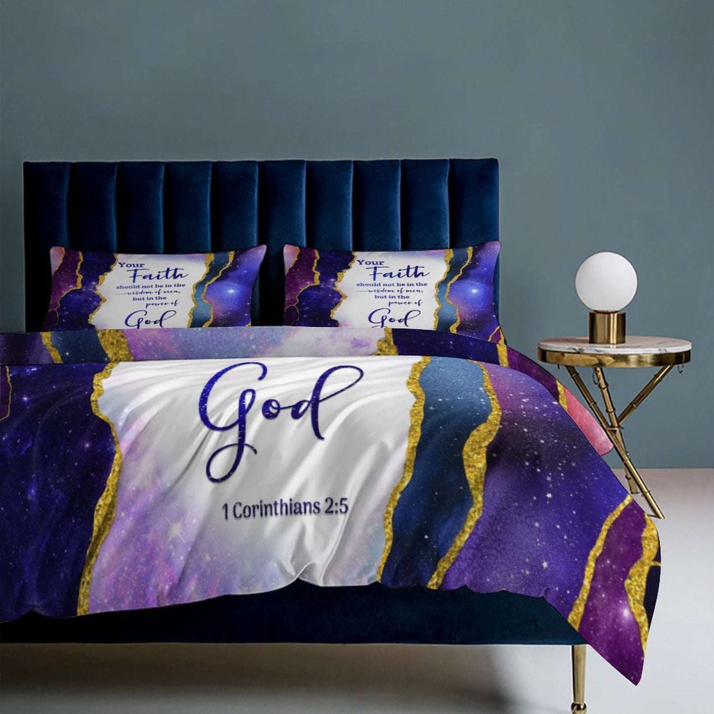 Your Faith Should Be In The Power Of God 3-Piece Christian Comforter Bedding Set-86"×70"/ 218×177cm SALE-Personal Design