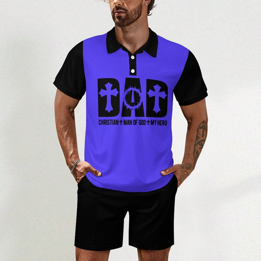 Dad Christian Man Of God My Hero Men's Christian Casual Outfit Polo Set SALE-Personal Design