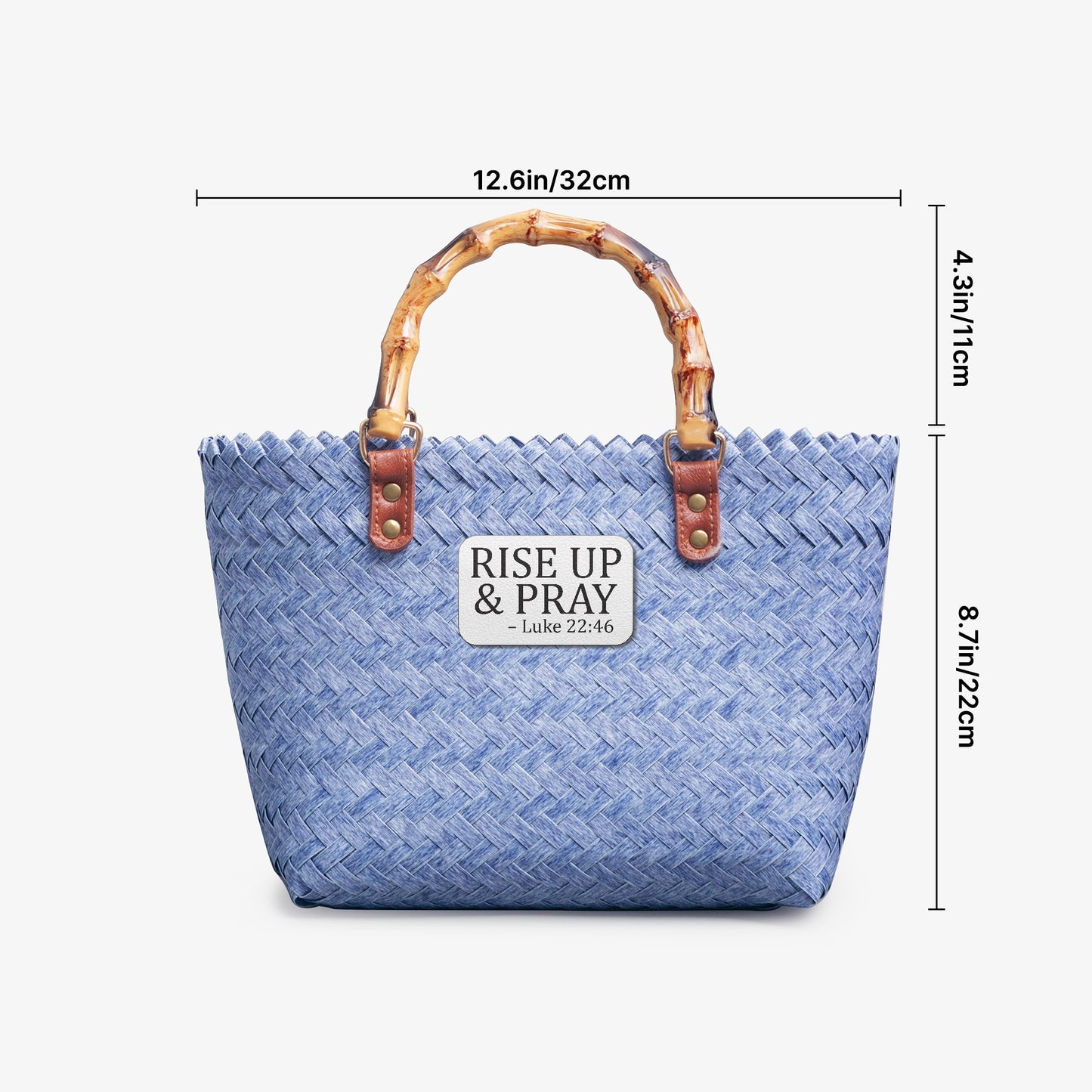 Rise Up and Pray Christian Woven Basket Bag – Elegant, Lightweight Faith - Inspired Tote for Daily Use - ClaimedbyGodDesigns