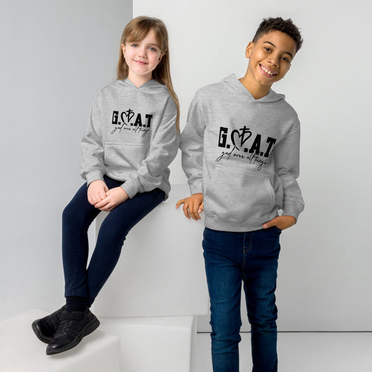 GOAT Over All Things Youth Christian fleece hooded Sweatshirt
