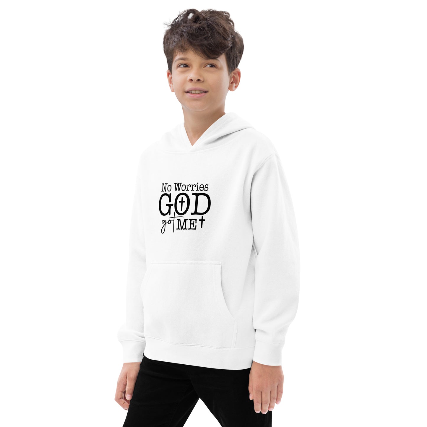 No Worries He Got Me Youth Christian Fleece hooded Sweatshirt
