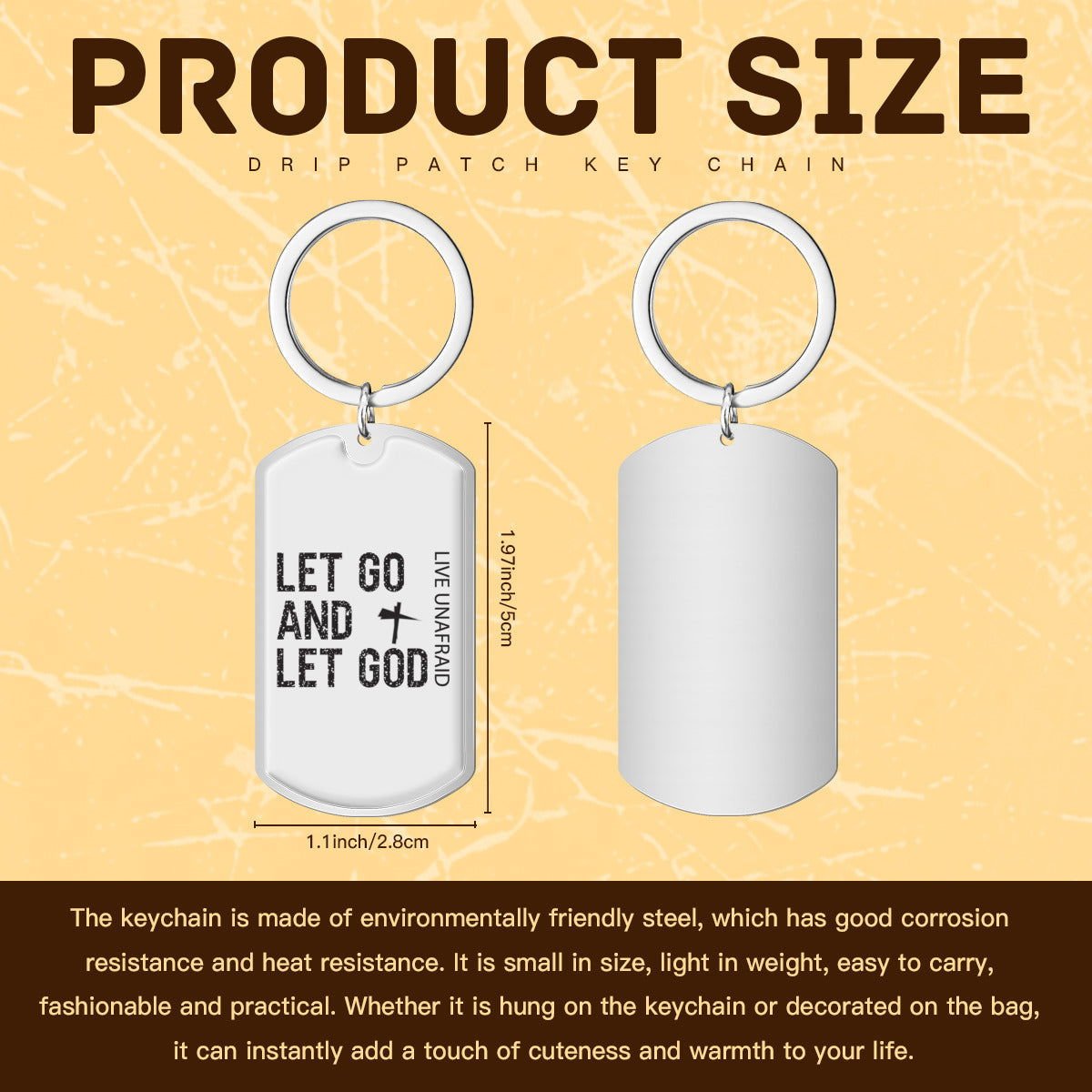let go and live unafraid Christian Stainless Steel Keychain - ClaimedbyGodDesigns