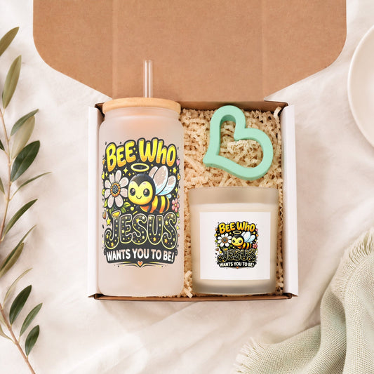 Bee Who Jesus Wants You To Be Christian Sip & Glow Box - ClaimedbyGodDesigns