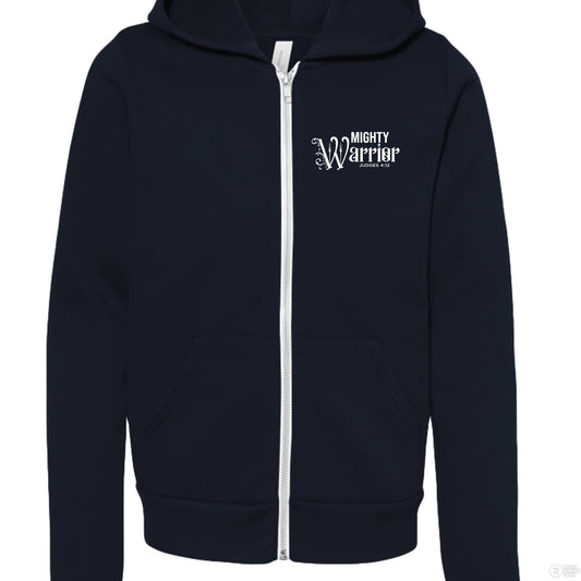 Mighty Warrior Youth Christian Fleece Full - Zip Hooded Sweatshirt - ClaimedbyGodDesigns