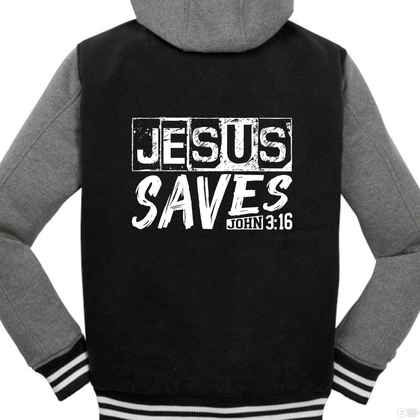 He Saves Men’s Christian Insulated Letterman Jacket - ClaimedbyGodDesigns