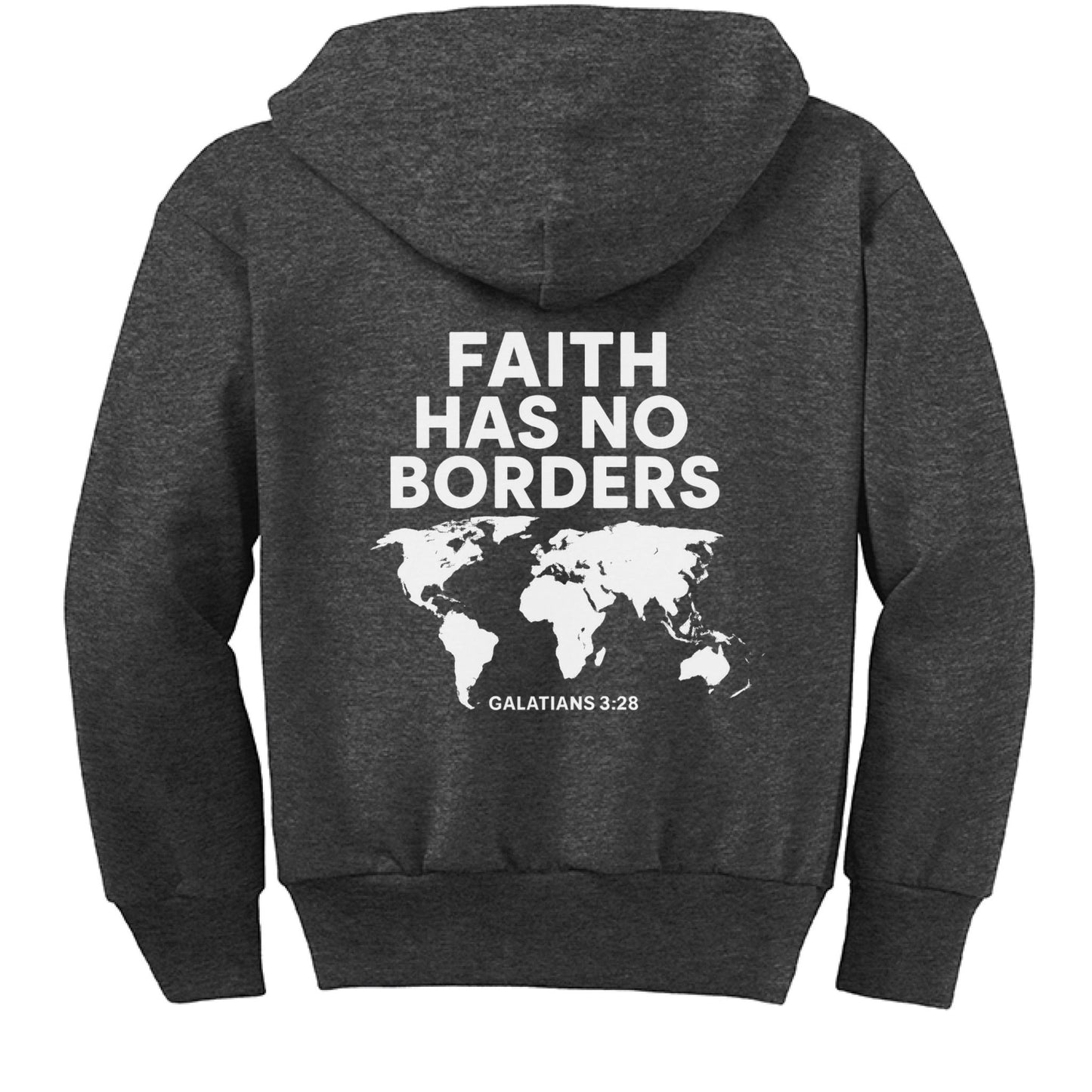 Faith has no borders Youth Christian Full - Zip Hooded Sweatshirt - ClaimedbyGodDesigns