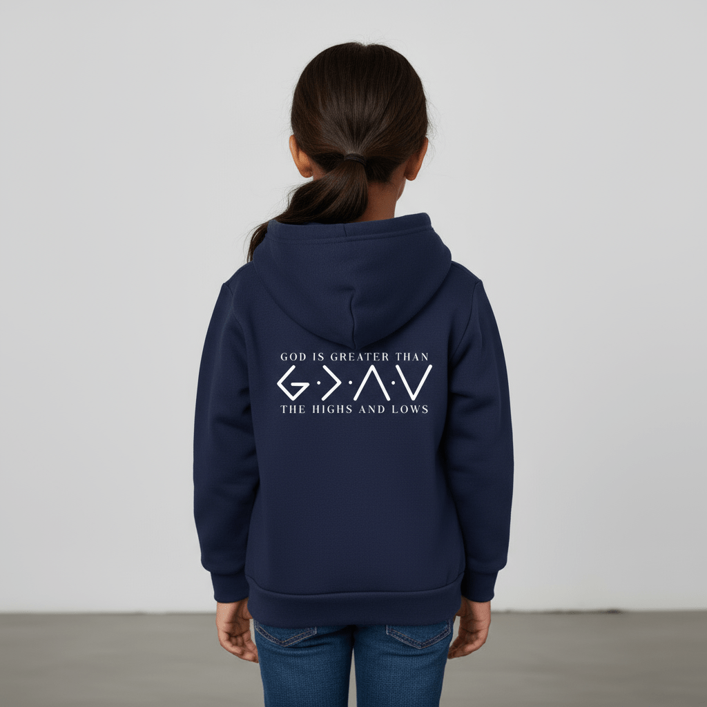 He Is Greater Toddler Christian Full - Zip Hooded Sweatshirt - ClaimedbyGodDesigns