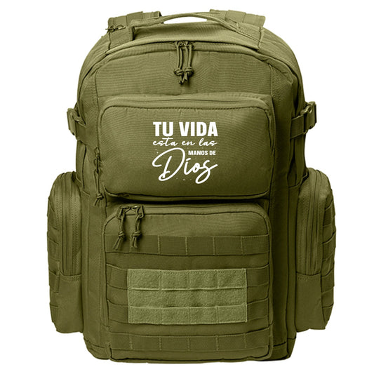 Tu Vida Esta En Las Manos De Dios Spanish Christian Backpack - ClaimedbyGodDesigns