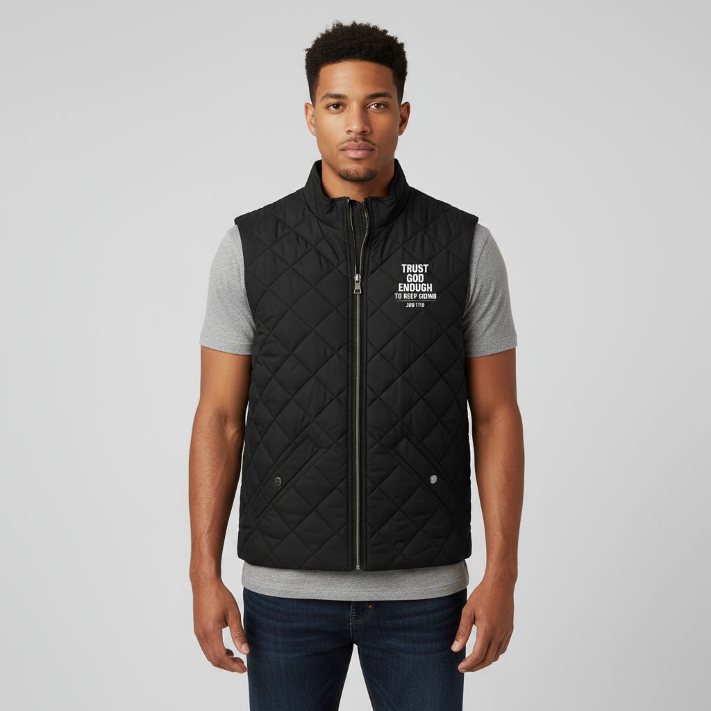 Trust Him Enough Men's Christian Quilted Vest Jacket - ClaimedbyGodDesigns