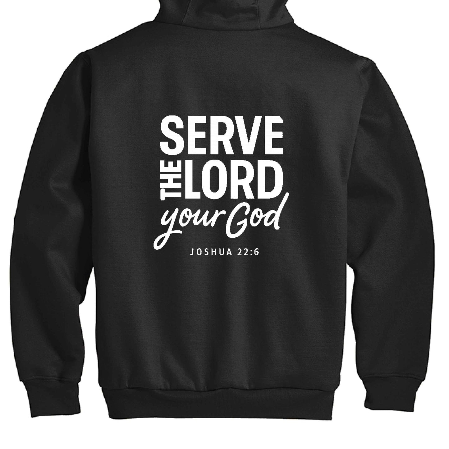 JOSHUA 22:6 Serve Him Men’s Christian Heavyweight Full - Zip Hooded Sweatshirt with Thermal Lining - ClaimedbyGodDesigns