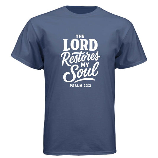 Psalm 23:3 The Lord Restores My Soul Men’s Christian T-Shirt - ClaimedbyGodDesigns