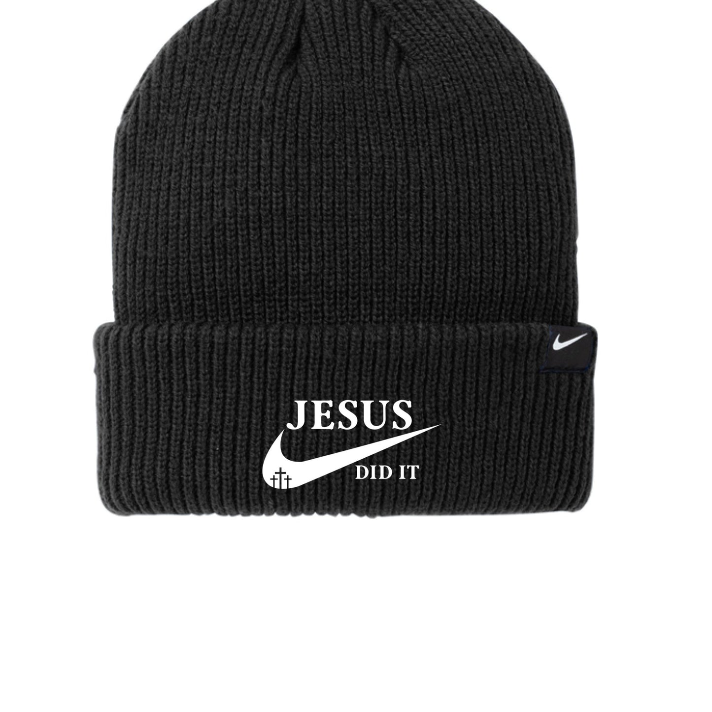 He Did It Adult Premium Christian Beanie - ClaimedbyGodDesigns