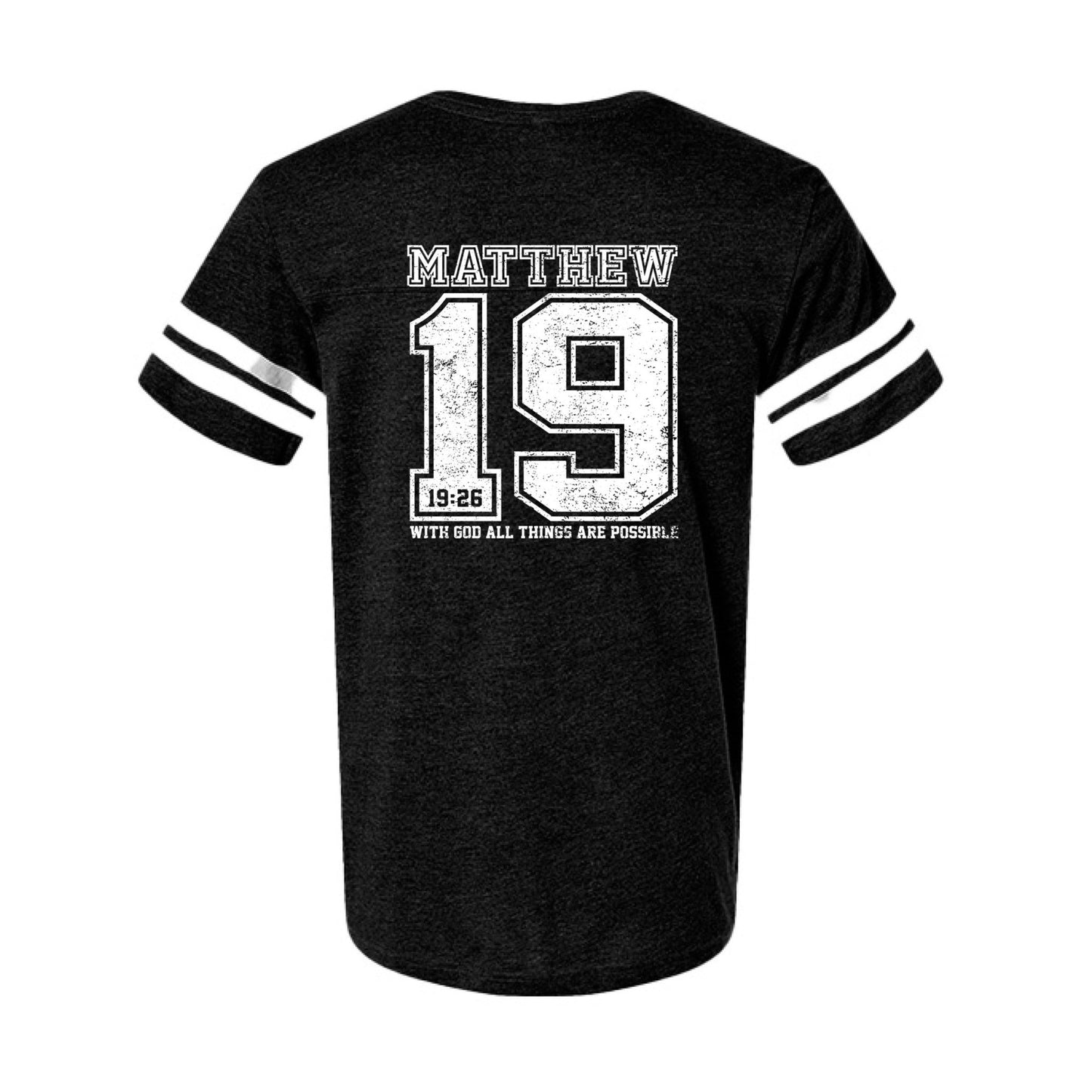 Matthew 19:26 With Him all Things are Possible Men's Christian Jersey T-shirt - ClaimedbyGodDesigns