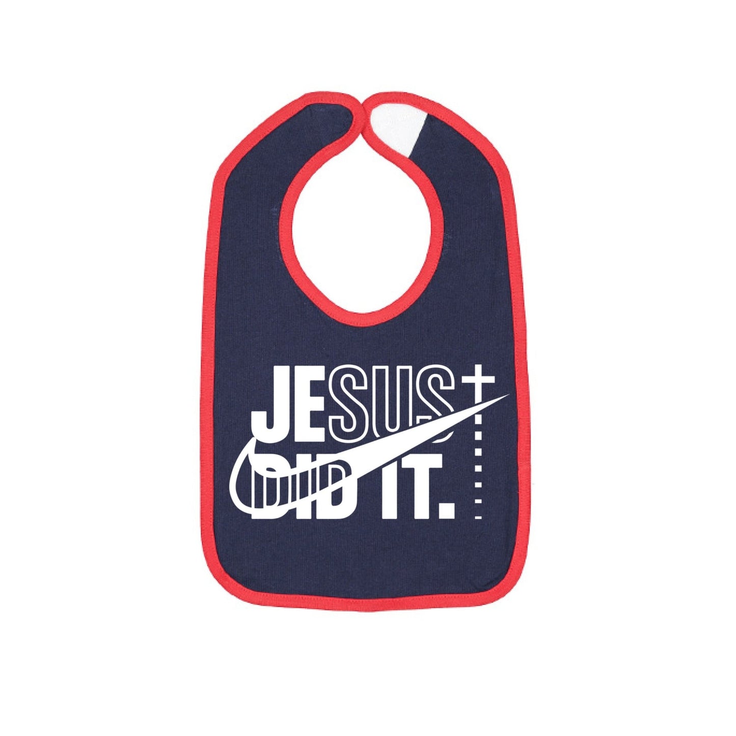 He Did It Baby Contrast Trim Premium Jersey Bib - ClaimedbyGodDesigns