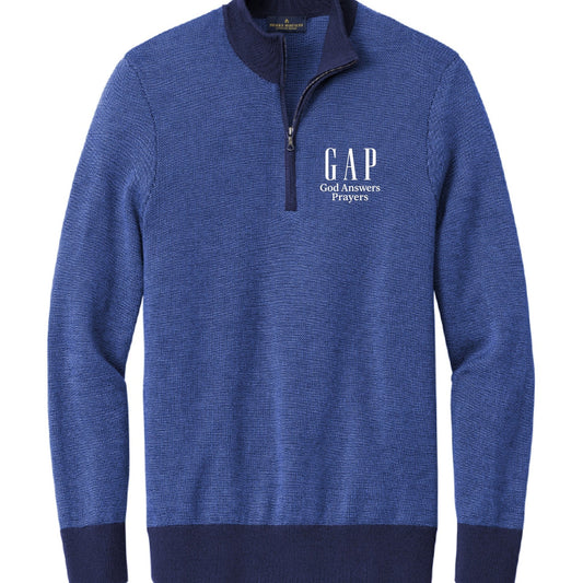 GAP He Answers Prayers Men's Christian Merino Birdseye 1/4-Zip Sweatshirt - ClaimedbyGodDesigns