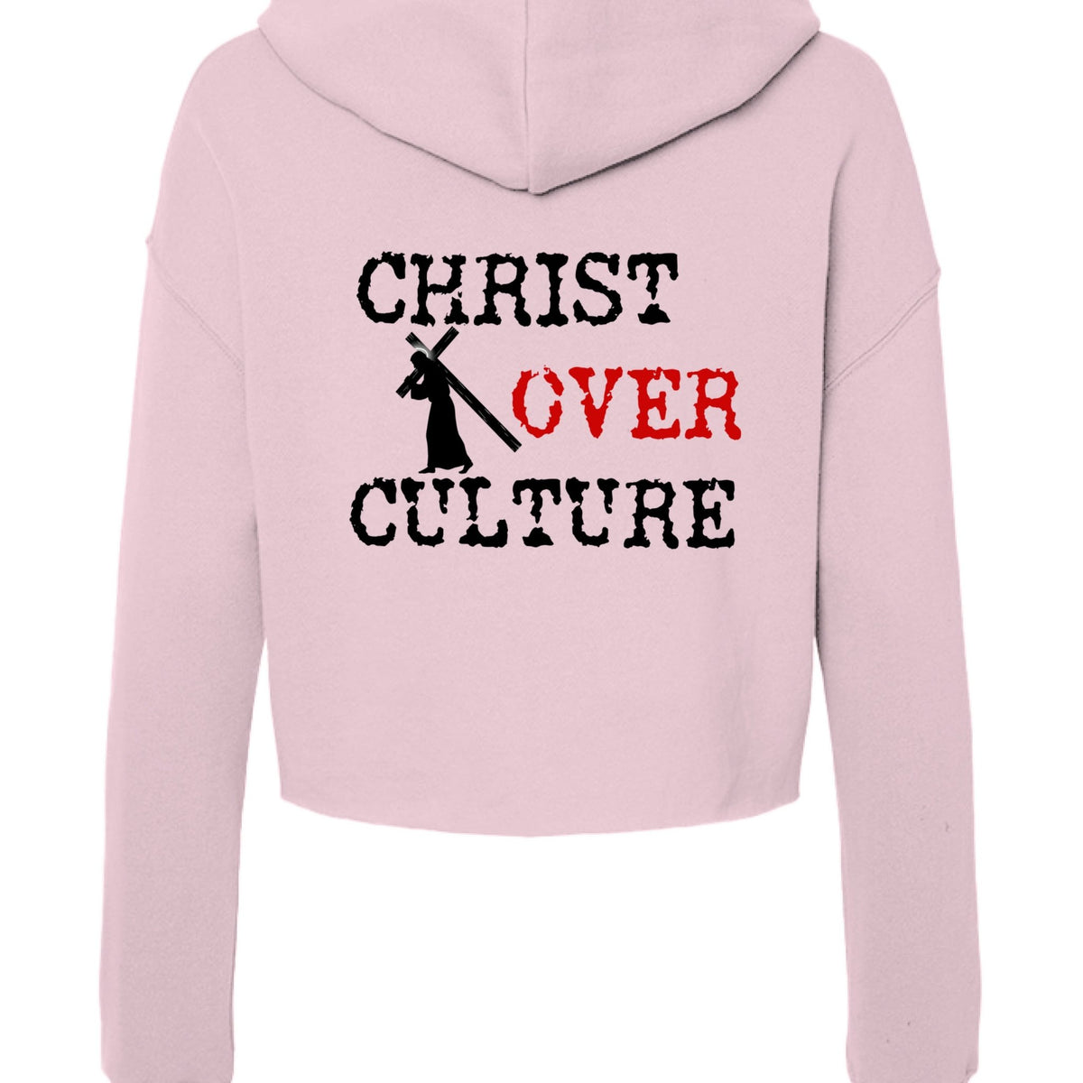 Christ Over Culture Women's Christian Lightweight Cropped Hooded Sweatshirt - ClaimedbyGodDesigns