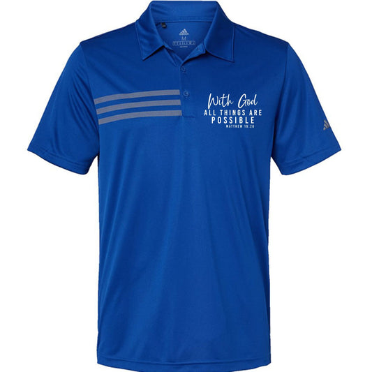 All Things Are Possible Men’s Christian Premium 3‑Stripes Chest Sport Shirt - ClaimedbyGodDesigns