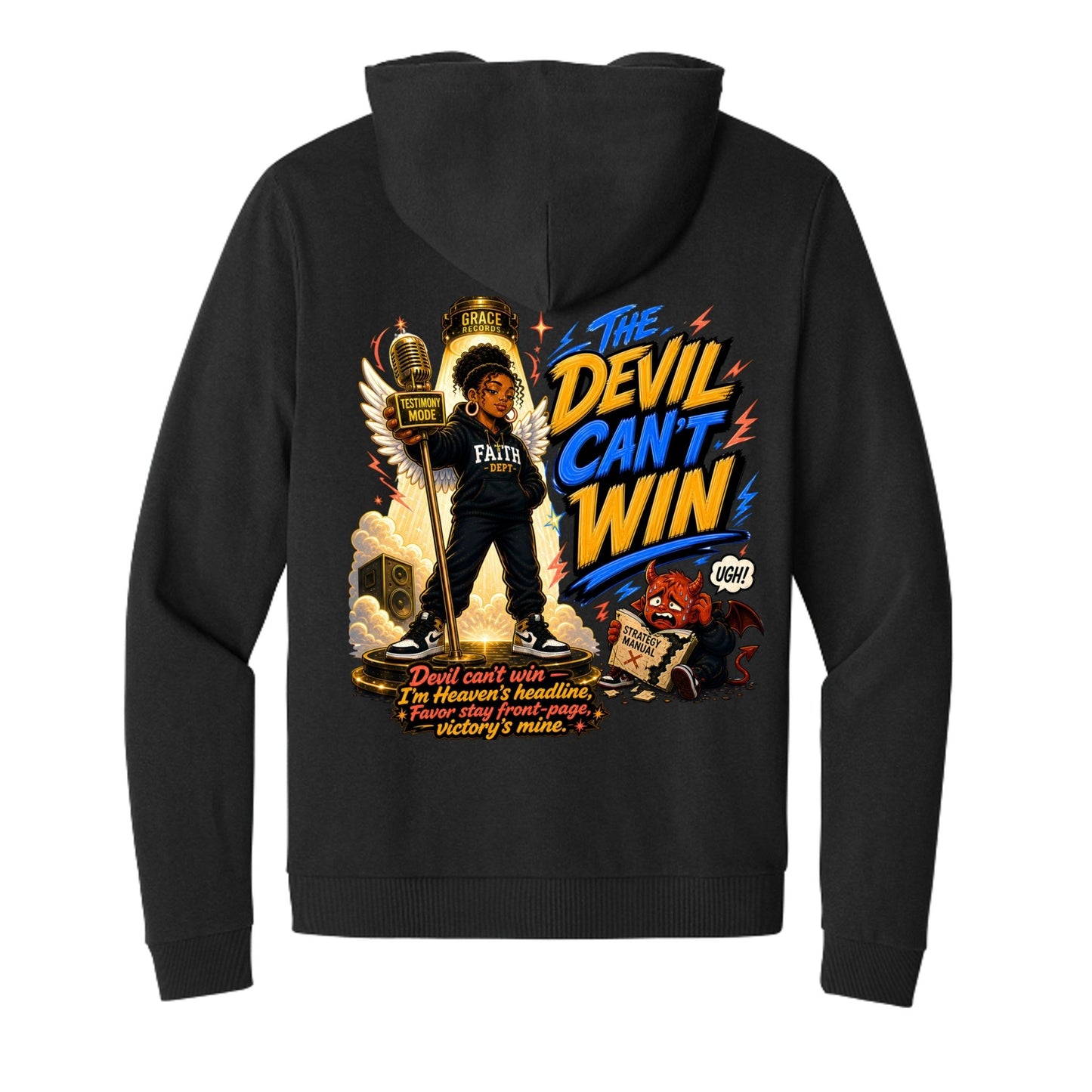 The Devil Can’t Win Women’s Christian Full‑Zip Hooded Sweatshirt - ClaimedbyGodDesigns