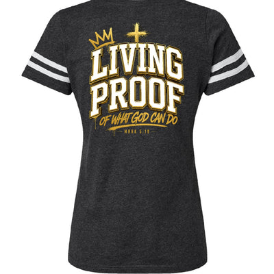 Living Proof Of What God Can Do Women's Christian Football T-shirt - ClaimedbyGodDesigns